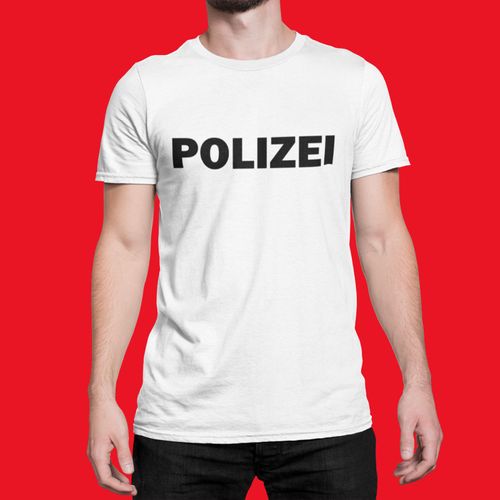 POLIZEI T-Shirt 3x fach Druck T-shirt Behörden Uniform Police Cop  Shirt Neu