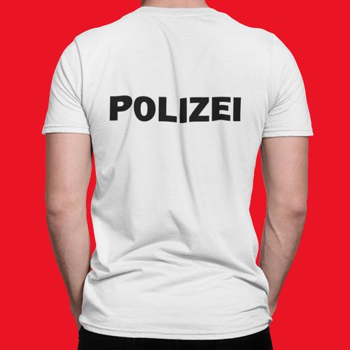 POLIZEI T-Shirt 3x fach Druck T-shirt Behörden Uniform Police Cop  Shirt Neu
