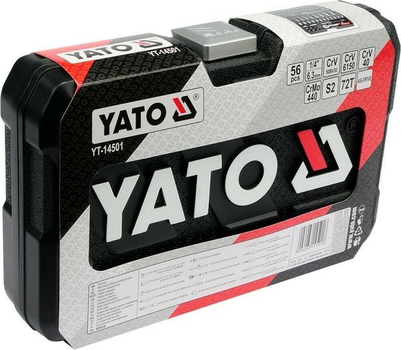Yato YT-14501 Steckschlüssel Satz 56 tlg Knarrenkasten 1/4 Zoll Bits Nusskasten