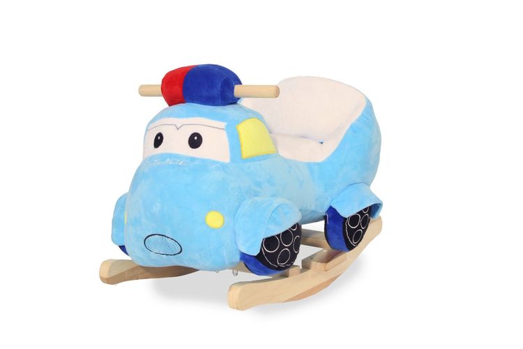 Schaukelauto Polizei für Kleinkinder aus Plüsch und Holz mit Musik Babyspielzeug 