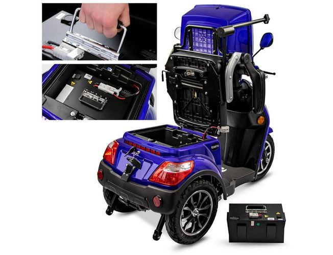 Rolektro, E-Trike 25 V.3 Lithium Blau bei Watt Elektromobil 1000 kaufen Akku