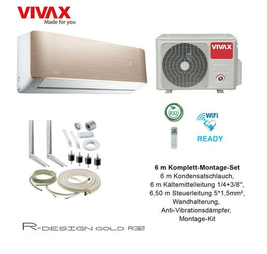 VIVAX Q Design+Montage SET 6m 3,82KW 12000BTU Klimagerät Split Klimaanlage