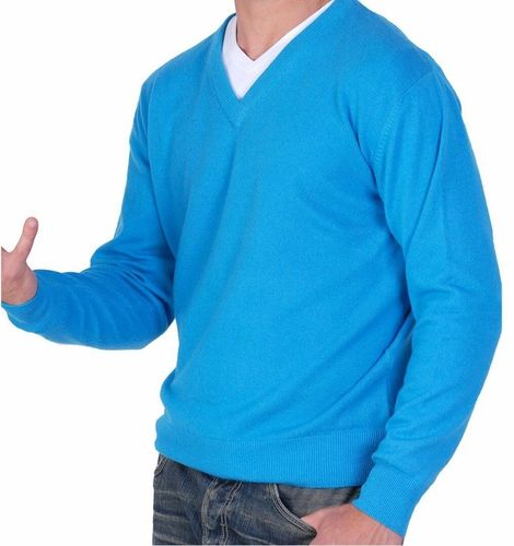Balldiri 100% Cashmere Herren Pullover V Ausschnitt dunkelblau XL 