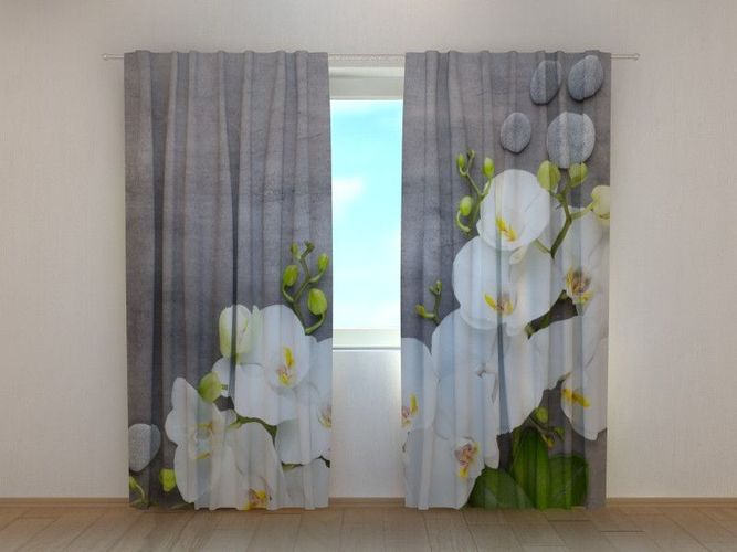 Fotogardinen "Orchidee" Vorhang mit Motiv auf Maß Fotovorhang Fotodruck 