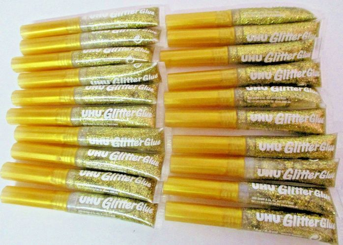 250 x UHU Glitter Glue Flüssigkleber Glitzereffekt Gold Hord Altersheim Basteln 