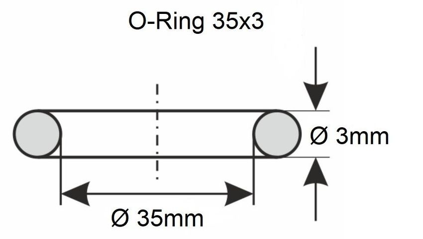 Dichtring O-Ring 35x3 EPDM 70 Shore FDA EG1935/2004 Lebensmittelecht schwarz 