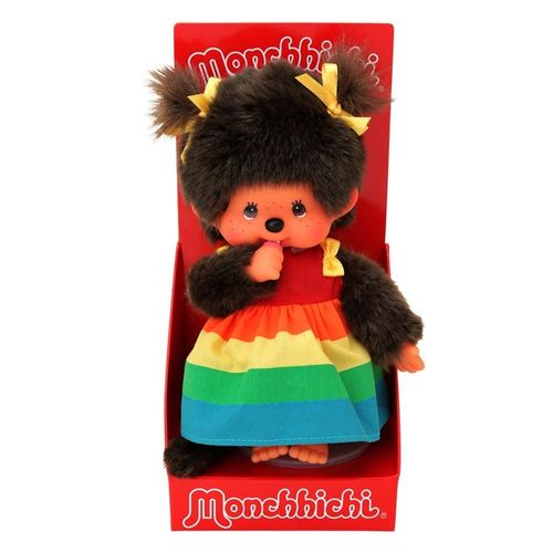 Monchhichi 220977 Mädchen im neuen Regenbogenkleid 