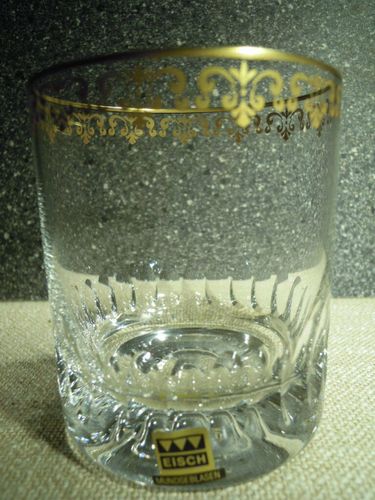 6x Whiskey Eisch Flair 147/14 stilvolles Glas mit Goldrand neuwertig in OVP 