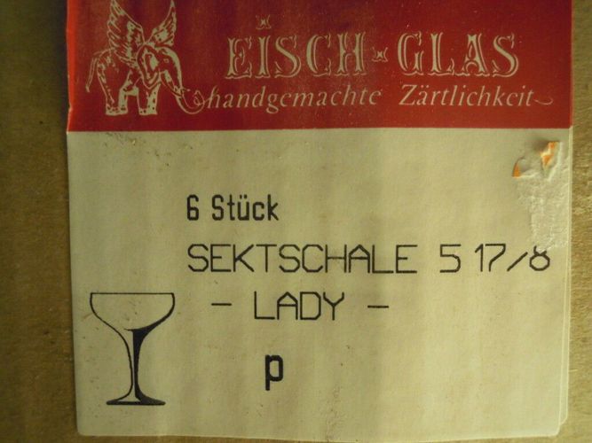 neuwertig in OVP 6x Sektschale elegant  festliches Glas Eisch Lady 517/8 
