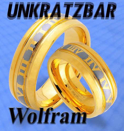TW24 2 Partner Ringe Tungsten GOLD Plattiert Trauringe Gravur Gratis Wolfram 