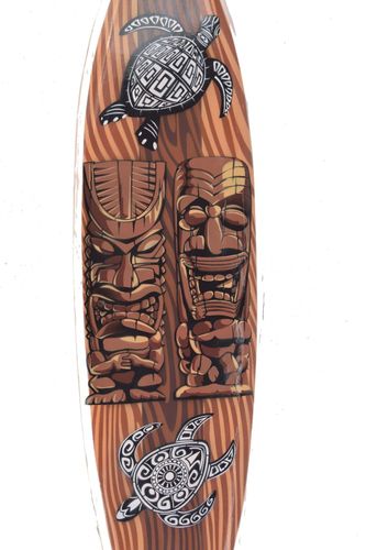 Holzboard Hawaii Surfbrett aus Massivholz im Tiki Style Surfboard Deko 100cm 