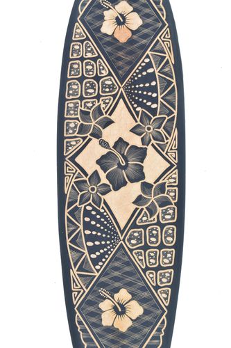 2 Deko Surfboards mit Blumen und Schildkröte Motiv 100cm Karibik Südsee Look 