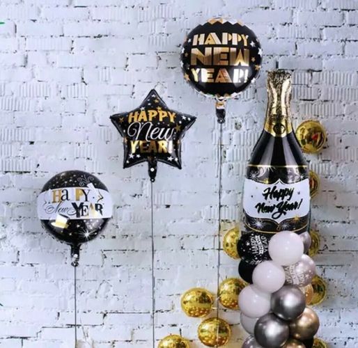 Silvester Happy New Year XXL Folienballons Luftballon Riesenballons Hängedekor