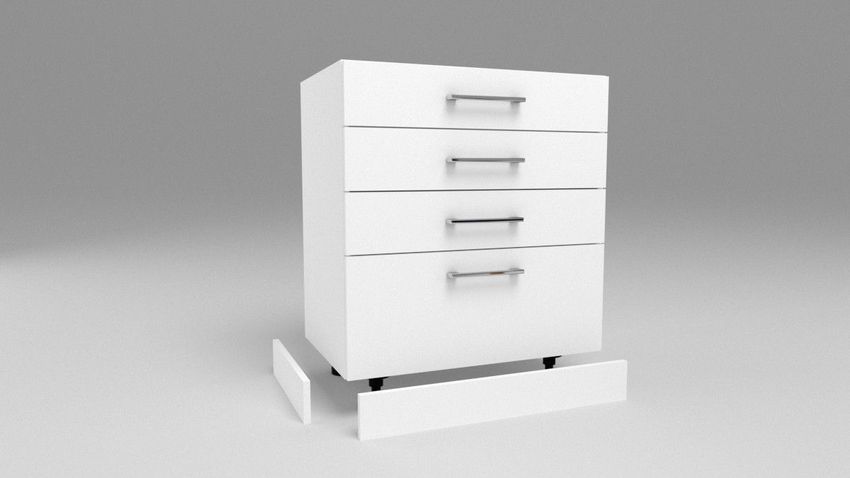 Küchen Unterschrank 4 Schubladen Weiß Möbelsockel Tiefe matt bei 30-80cm kaufen Hochglanz, cm 55
