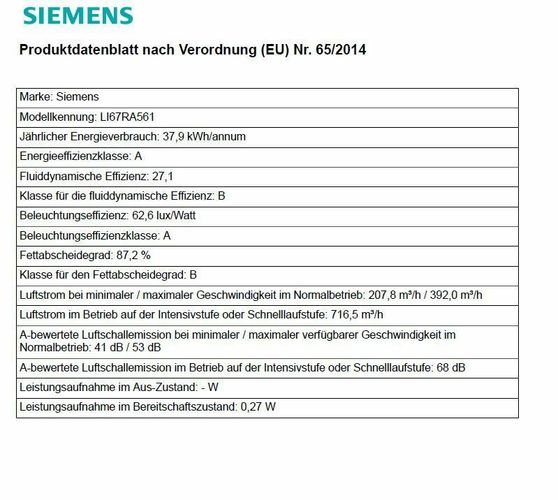 Siemens, LI67RA561 Flachschirmhaube 60 cm silbermetallic, EEK: A kaufen bei  Hood.de - Energieeffizienzklasse A