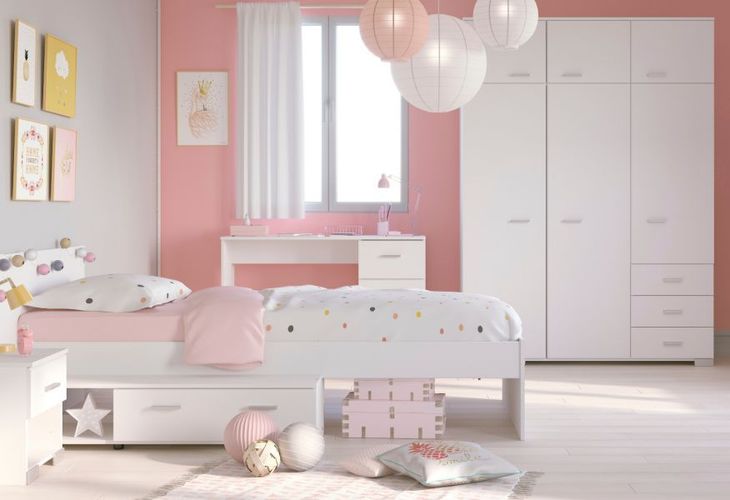 Neuheiten Kinderzimmer Möbel Galaxy Set Kleiderschrank komplett 4-tlg Schreibtisch kaufen Bett bei Parisot
