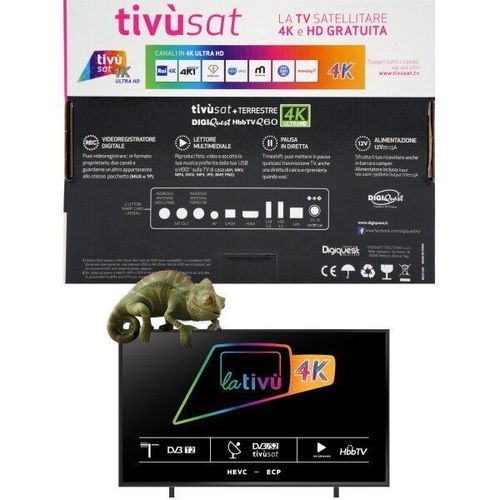 TiVuSat 4K Karte + DIGIQuest Q90 4K S2 + T2 Receiver, 150 WiFi (Karte