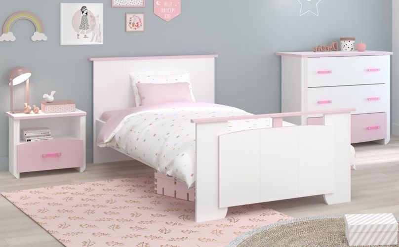 Kinderzimmer Möbel Set weiß rosa Mädchen Bett 90x200 Kommode Parisot  Biotiful kaufen bei