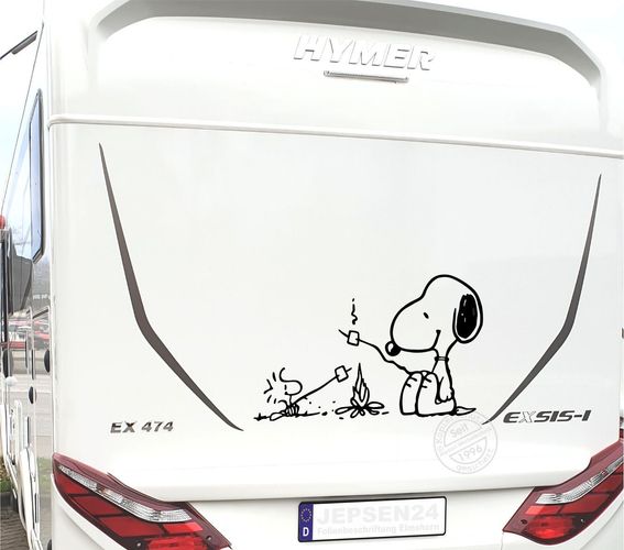 Aufkleber Snoopy Woodstock am Lagerfeuer 100x58cm CW09 + Rakel - Auto Bus  Wand kaufen bei
