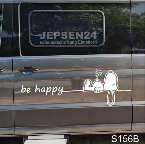 WebNow Snoopy Woodstock Be Happy Aufkleber 2 teilig (schwarz) Auto