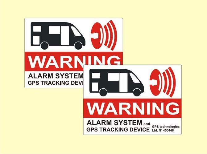 2 x GPS-Aufkleber ALARM gesichert Wohnmobil Warnschild Sticker