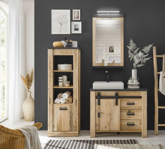 Badmöbel Set Badezimmer 4-tlg. Waschtisch Waschbecken Spiegel Beleuchtung  Stove kaufen bei | Badmöbel-Sets