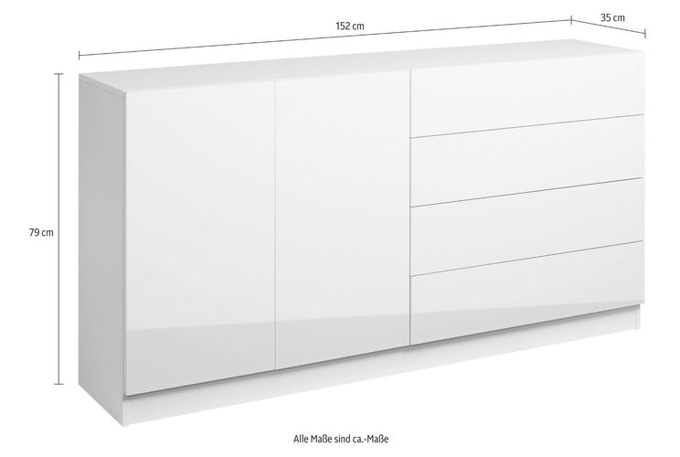 Möbel Schrank kaufen cm Anrichte bei 152 Kommode Trend Sideboard Hochglanz \