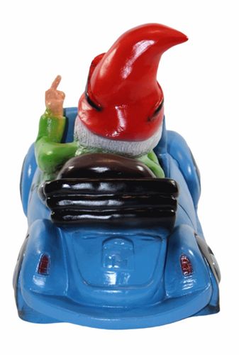 Deko Figur Zwerg H 23 cm Gartenzwerg im Auto mit Stinkefinger Gartenfigur  kaufen bei