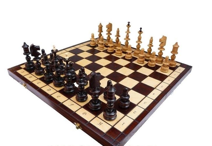 Großes, riesiges, handgeschnitztes Schach-Set aus Holz, bestes