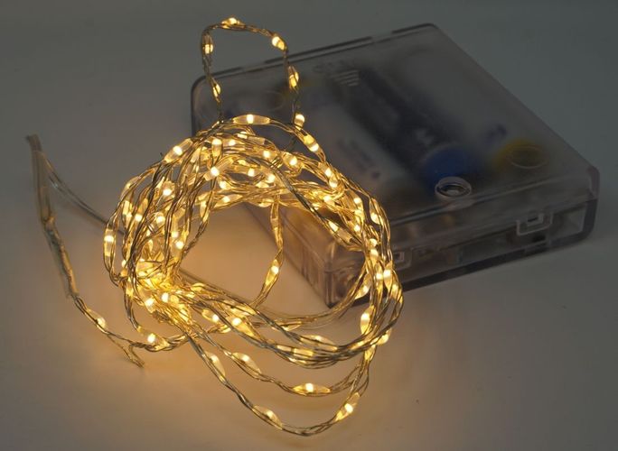 LED Draht-Lichterkette Micro  LED Batterie Dekobeleuchtung