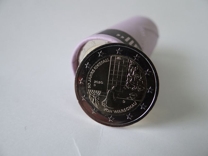 2 EURO BRDGEDENKMÜNZE 2020 ” 50 Jahre Kniefall von Warschau ” MZZ; D STEMPELG EUR 3,05
