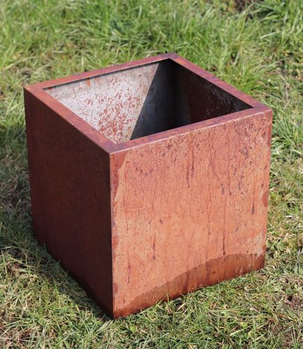 Pflanzkübel 40x40x40 cm mit 3 cm Rand Gartendeko Rost Edelrost 2664