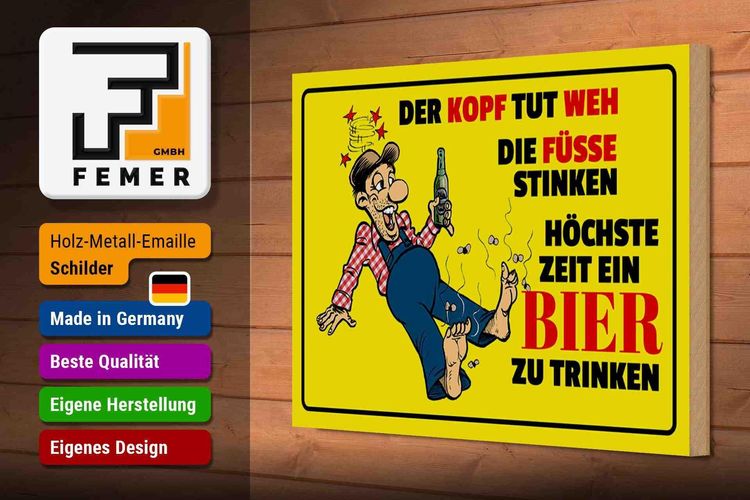 Alle Meine Brüder Stinken Morgens Schon Nach Bier Holzschild Spruch 30x20cm Bier Kopf tut weh Füße stinken Deko Schild