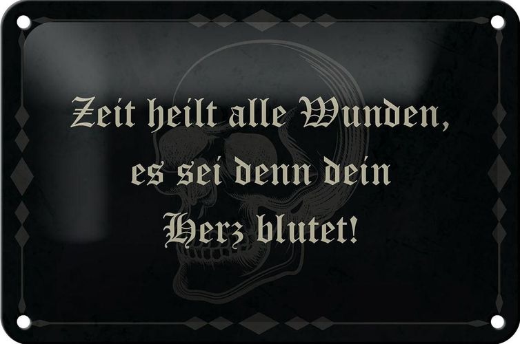 Blechschild Spruch 18x12 cm Zeit heilt alle Wunden es sei Deko Schild