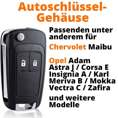 Auto Schlüssel Gehäuse 2 Tasten für Opel Insignia A Meriva B Zafira C Mokka  X