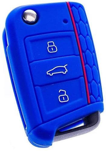 Auto Schlüssel Silikon Hülle Blau für VW GOLF 7 POLO SEAT LEON SKODA kaufen  bei