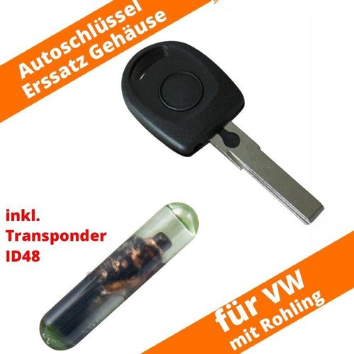 Ersatzschlüssel + Transponder ID48 VW Golf 4 Cabrio Sharan T4 Lupo Polo  kaufen bei
