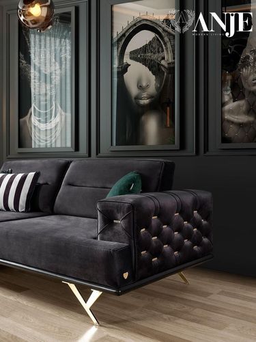 Schwarzes Edelstahl Sofa Moderne Wohnzimmer Couch Textilmöbel Luxus kaufen  bei