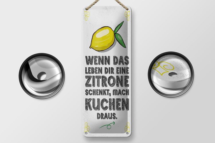Blechschild Spruch Wenn das Leben dir Zitrone schenkt 10x27 cm Schild