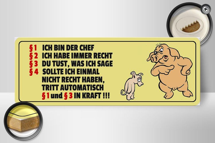 Holzschild Spruch 27x10cm Ich bin der Chef Schweine Holz Deko Schild wooden sign kaufen bei Hood.de