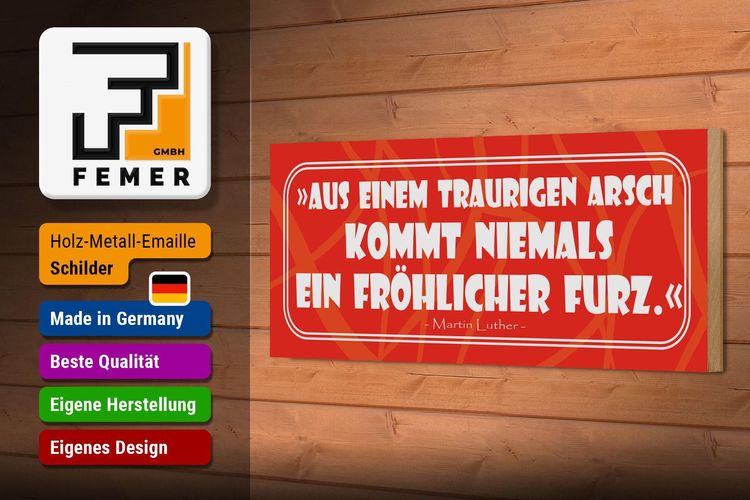 Holzschild Spruch 27x10 cm Aus einem traurigen Arsch Deko Schild wooden