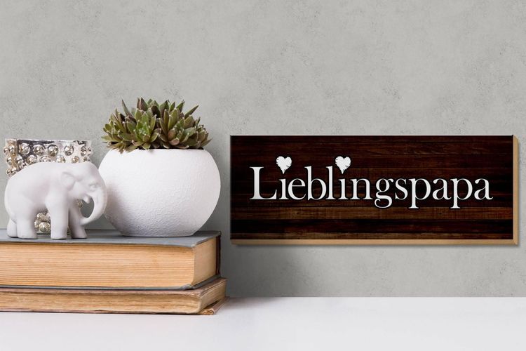 Holzschild Spruch 27x10 cm Lieblingspapa Papa Herz Familie Schild