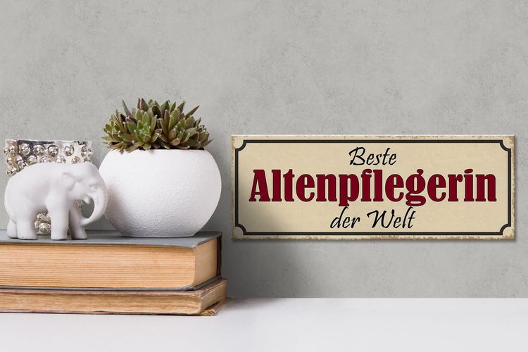 Holzschild Spruch 27x10 cm beste Altenpflegerin der Welt Deko Schild