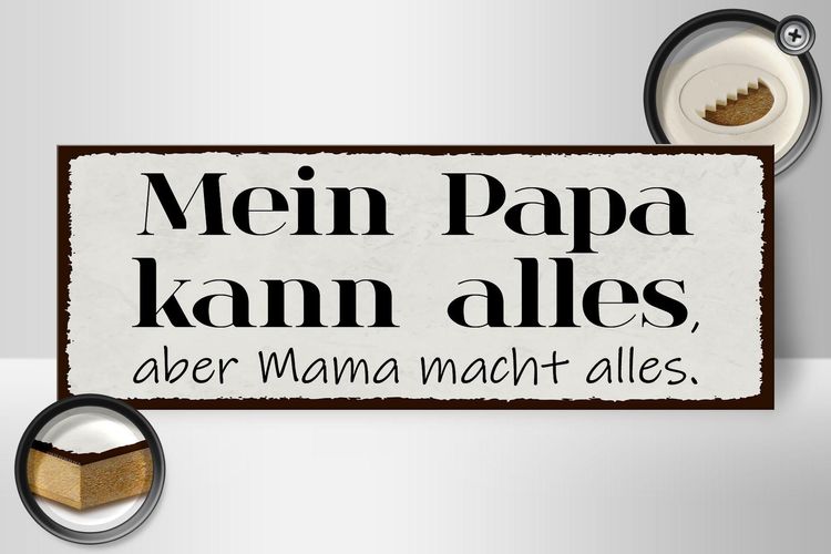 Schatzmix Blechschild 'Papas Reich' Mit Grillsymbol – Rustikales Dekoschild 27x10 Cm, Inkl. Aufhängekordel