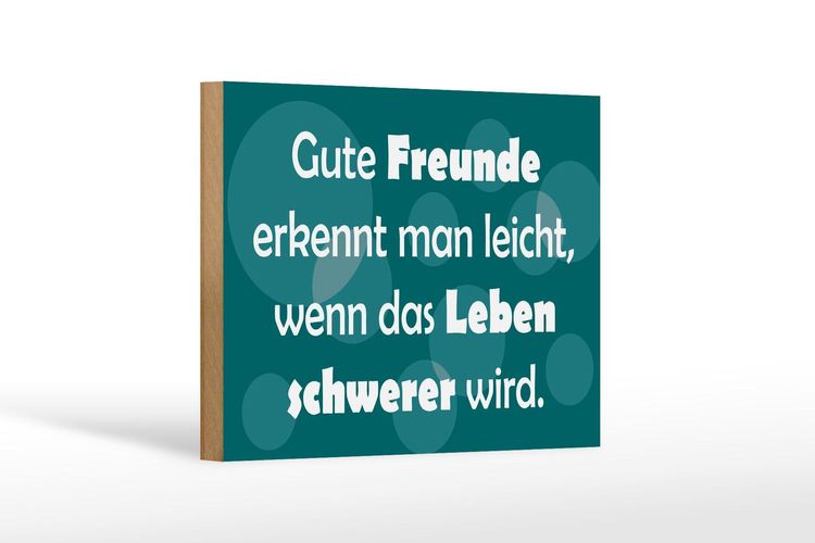 Holzschild Spruch 18x12cm Gute Freunde grünes Holz Deko Schild kaufen