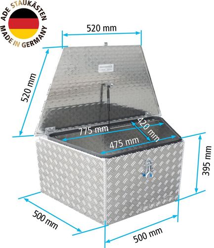 ADE Premium Trapez Deichselbox Alu Riffelblech 900 (500) x 500 x 400 mm,  Anhängerb kaufen bei