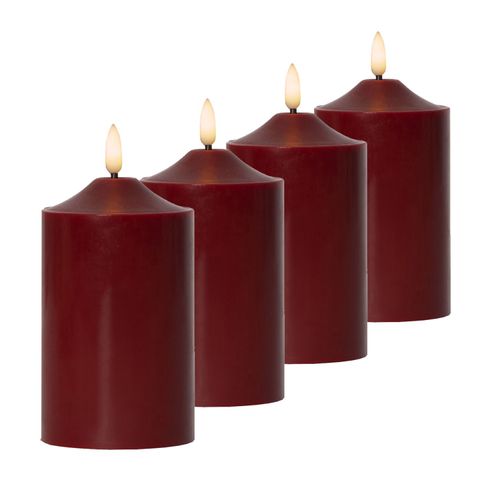 Neue Ankünfte für 2024 LED Kerzenset Adventskerzen bei rot Echtwachs 3D Stück kaufen 4 Timer Flamme Weihnachten