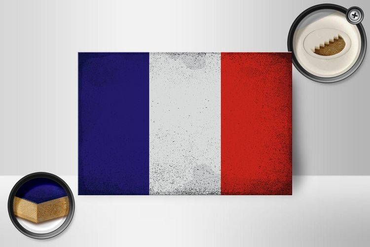 Holzschild Flagge Frankreich 18x12 cm Flag France Vintage Deko Schild  kaufen bei