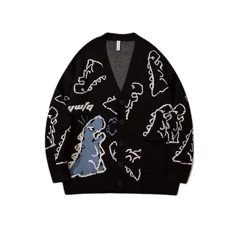 Dinosaur Cardigan, Dinosaur Print Knitted Sweater, Vintage Harajuku Cardigan  kaufen bei Hood.de