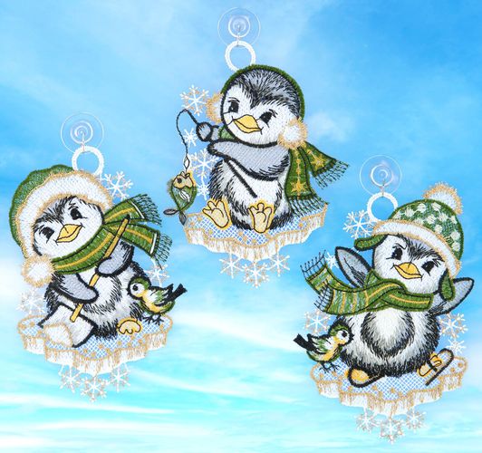 Fensterbild Weihnachten Pinguine